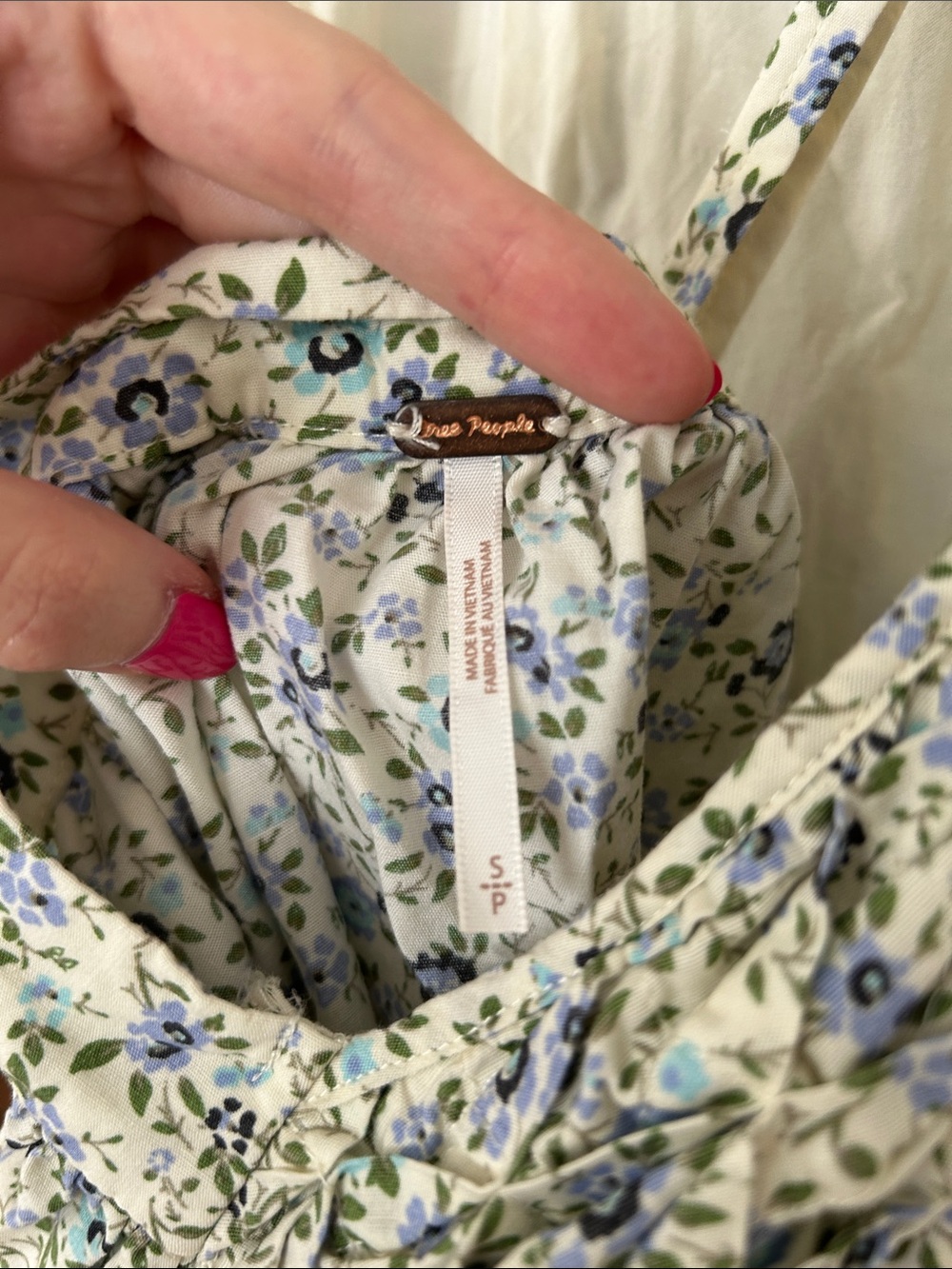 Free People Smocked Floral Apron-Style Sundress - Blue & Cream - Picture 3 of 3